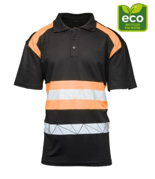 ECO RIVAL KOSZULKA POLO CZARNY/POMARAŃCZ