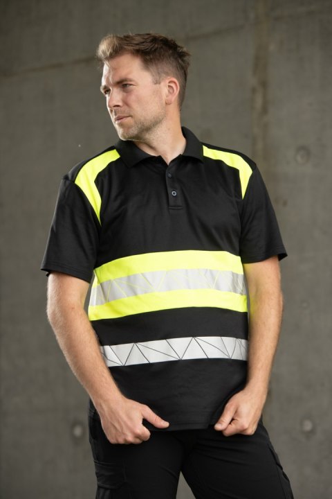 ECO RIVAL KOSZULKA POLO CZARNY/ŻÓŁTY