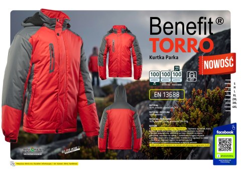 BENEFIT TORRO KURTKA STALOWY/CZERWONY