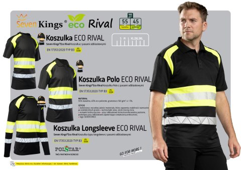 ECO RIVAL KOSZULKA CZARNY/ŻÓŁTY