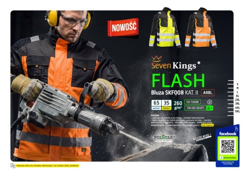 SEVEN KINGS BLUZA FLASH OSTRZEGAWCZA POMARAŃCZ SKF008 KAT II