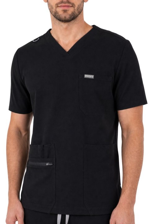MYNTS V-Neck Pocket Genius - ScrubTop Men MMT003 Black