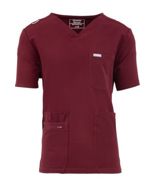 MYNTS V-Neck Pocket Genius - ScrubTop Men MMT003 Burgundy