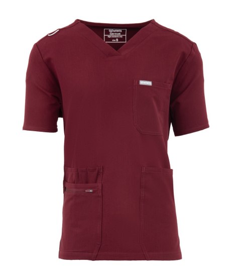 MYNTS V-Neck Pocket Genius - ScrubTop Men MMT003 Burgundy