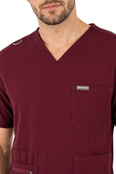 MYNTS V-Neck Pocket Genius - ScrubTop Men MMT003 Burgundy