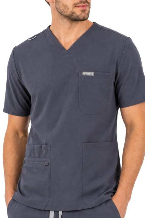 MYNTS V-Neck Pocket Genius - ScrubTop Men MMT003 MoonStone Grey