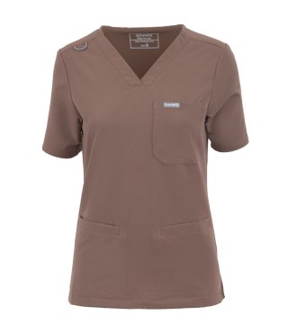 MYNTS V-Neck Two Pockets - Scrub Top Women WMT002 Sahara Mokka