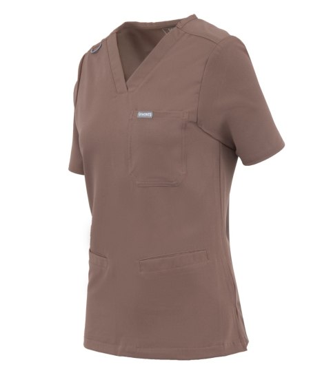 MYNTS V-Neck Two Pockets - Scrub Top Women WMT002 Sahara Mokka